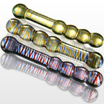LeLuv Glass 8 Inch Helix Curved Round Beads Double-ended Dildo