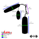 LeLuv Classic Vibrating Dual Bullets - Multispeed Dial Controller Wired Egg/Bullet Small and Large Combo in Vibrant Colors