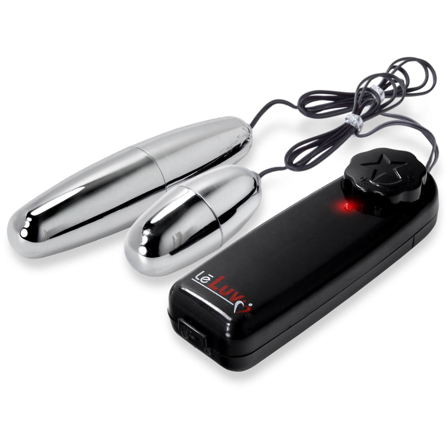 LeLuv Classic Vibrating Silver Bullet - Multispeed Dial Controller Wired Chrome Massager