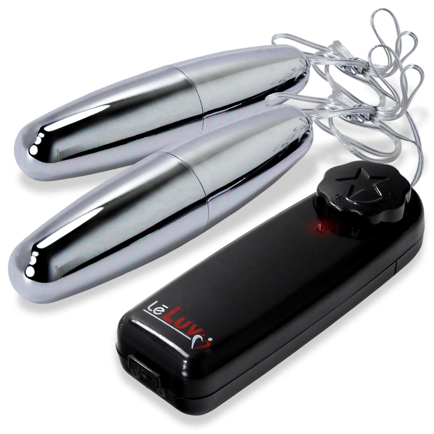 LeLuv Classic Vibrating Silver Bullet - Multispeed Dial Controller Wired Chrome Massager
