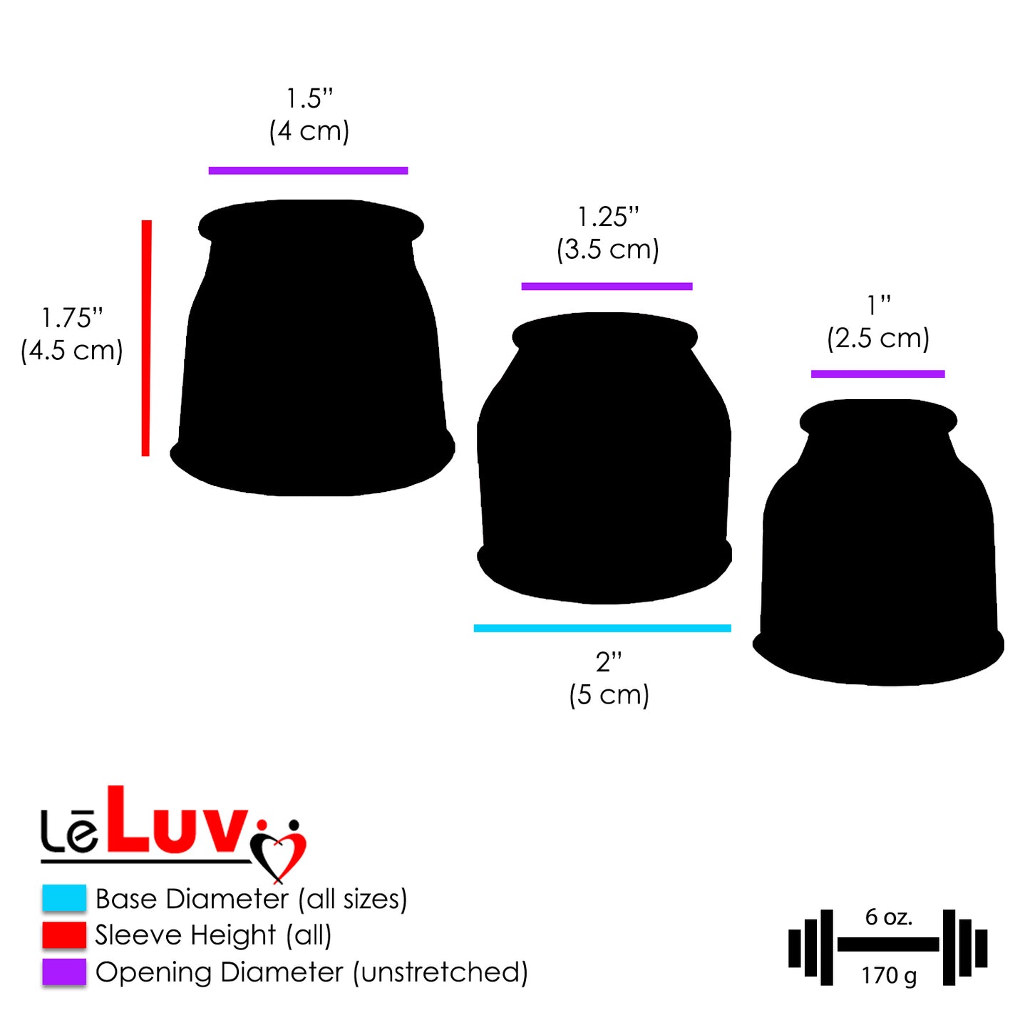 LeLuv Penis Pump EasyOp GOOD Kit - Zgrip Handle, Clear Hose, 2.25" Cylinder - with 3 Sizes of Vacuum Sealing Sleeves