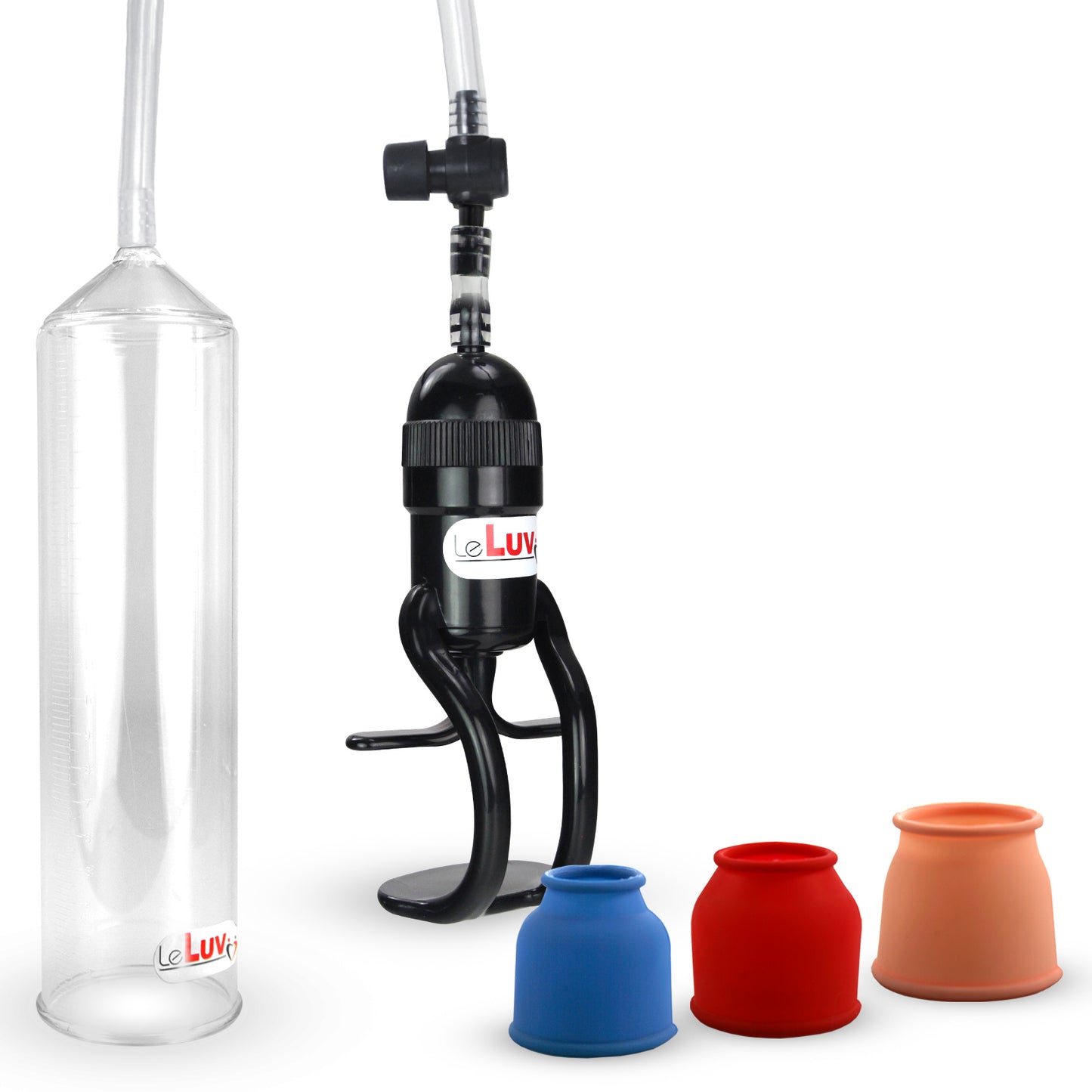 LeLuv Penis Pump EasyOp GOOD Kit - Zgrip Handle, Clear Hose, 2.25" Cylinder - with 3 Sizes of Vacuum Sealing Sleeves