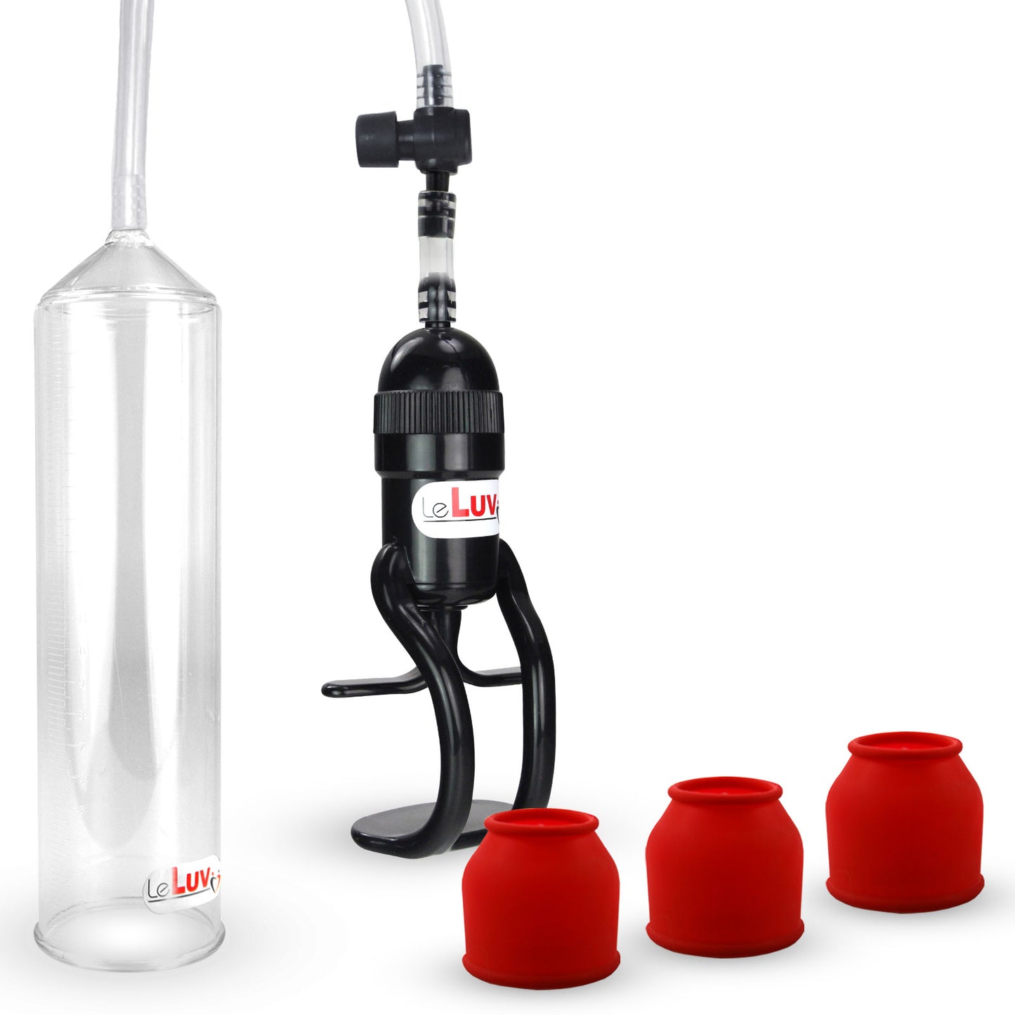 LeLuv Penis Pump EasyOp GOOD Kit - Zgrip Handle, Clear Hose, 2.25" Cylinder - with 3 Sizes of Vacuum Sealing Sleeves