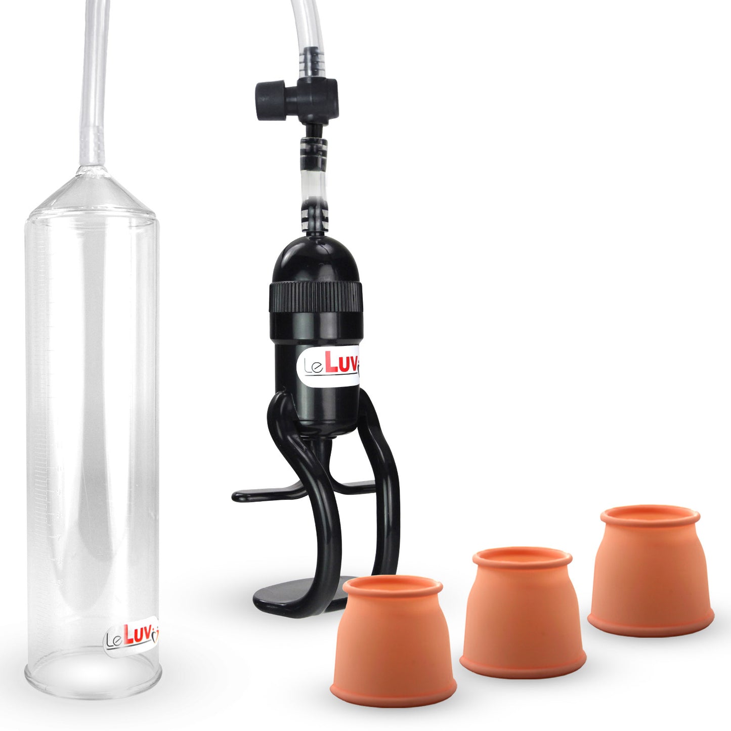 LeLuv Penis Pump EasyOp GOOD Kit - Zgrip Handle, Clear Hose, 2.25" Cylinder - with 3 Sizes of Vacuum Sealing Sleeves