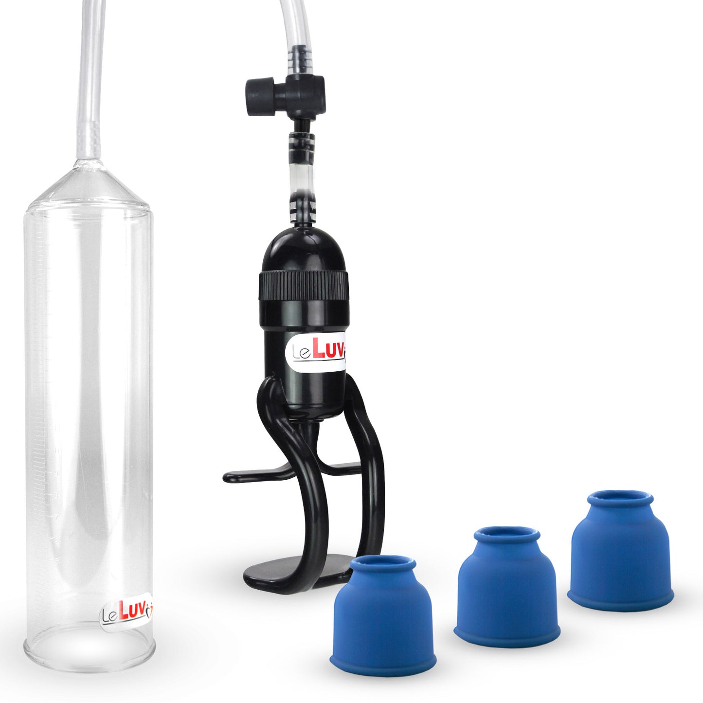LeLuv Penis Pump EasyOp GOOD Kit - Zgrip Handle, Clear Hose, 2.25" Cylinder - with 3 Sizes of Vacuum Sealing Sleeves