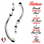 Eyro Polished Stainless Steel S Curved G-Spot Dildo with Beaded Tips  8" (20 cm) - 10" (26 cm)