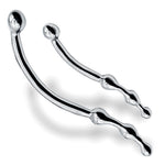 Eyro Polished Stainless Steel S Curved G-Spot Dildo with Beaded Tips  8" (20 cm) - 10" (26 cm)
