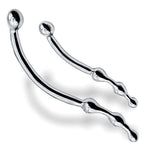 Eyro Polished Stainless Steel S Curved G-Spot Dildo with Beaded Tips  8" (20 cm) - 10" (26 cm)