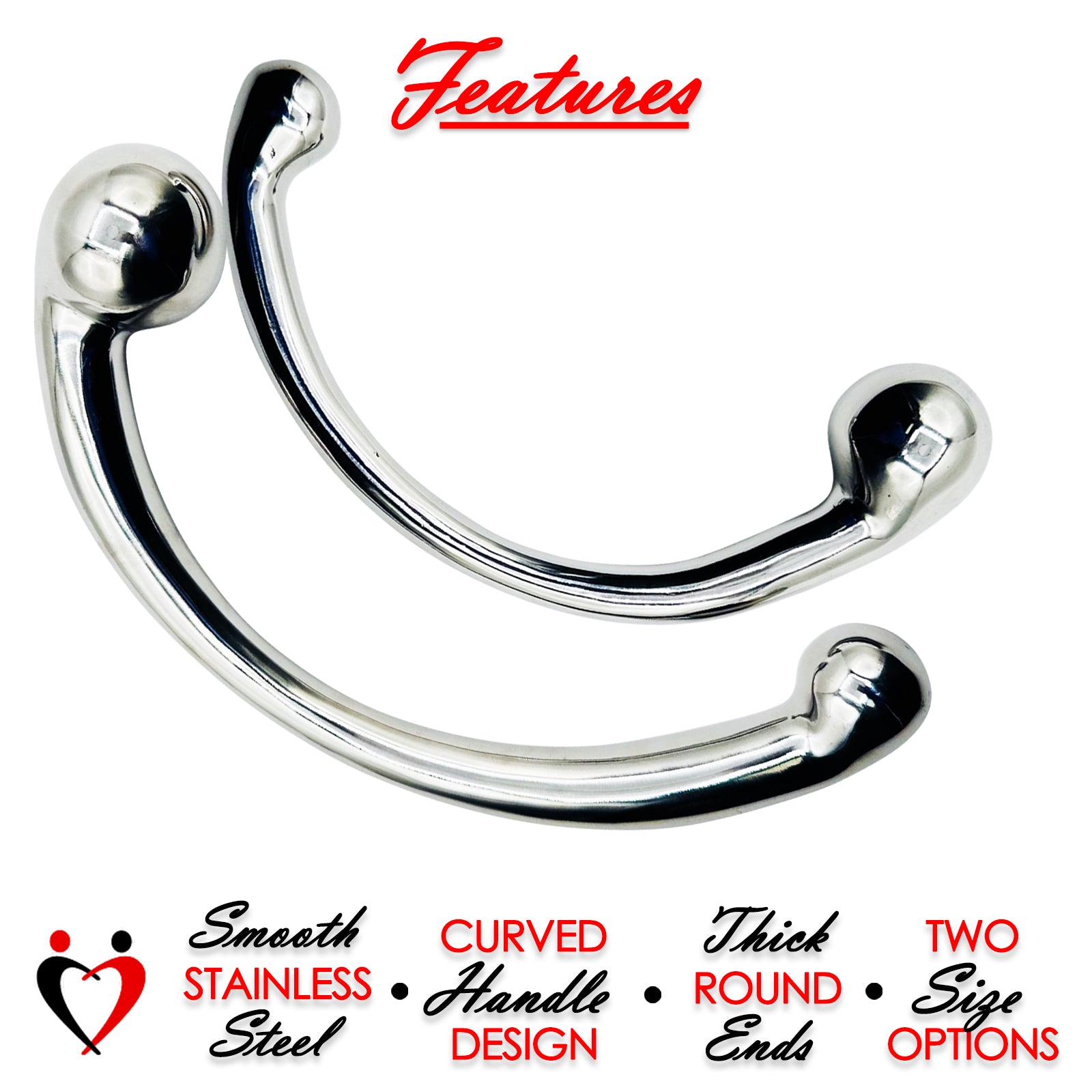 Eyro Polished Stainless Steel C Curved G-Spot Dildos 6" (15.5 cm) - 7"(18.0 cm)