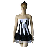 Roleplay French Maid Servant Uniform Halloween Costume Lace Bow Set