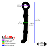 Glass 8 Inch Ring Handle Pearly Slim Dildo