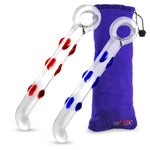 LeLuv Glass 8 Inch Ring Handle Pearly Slim Dildo