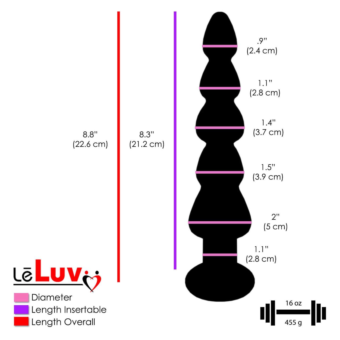 LeLuv Clear Large Beads Glass Anal Toy