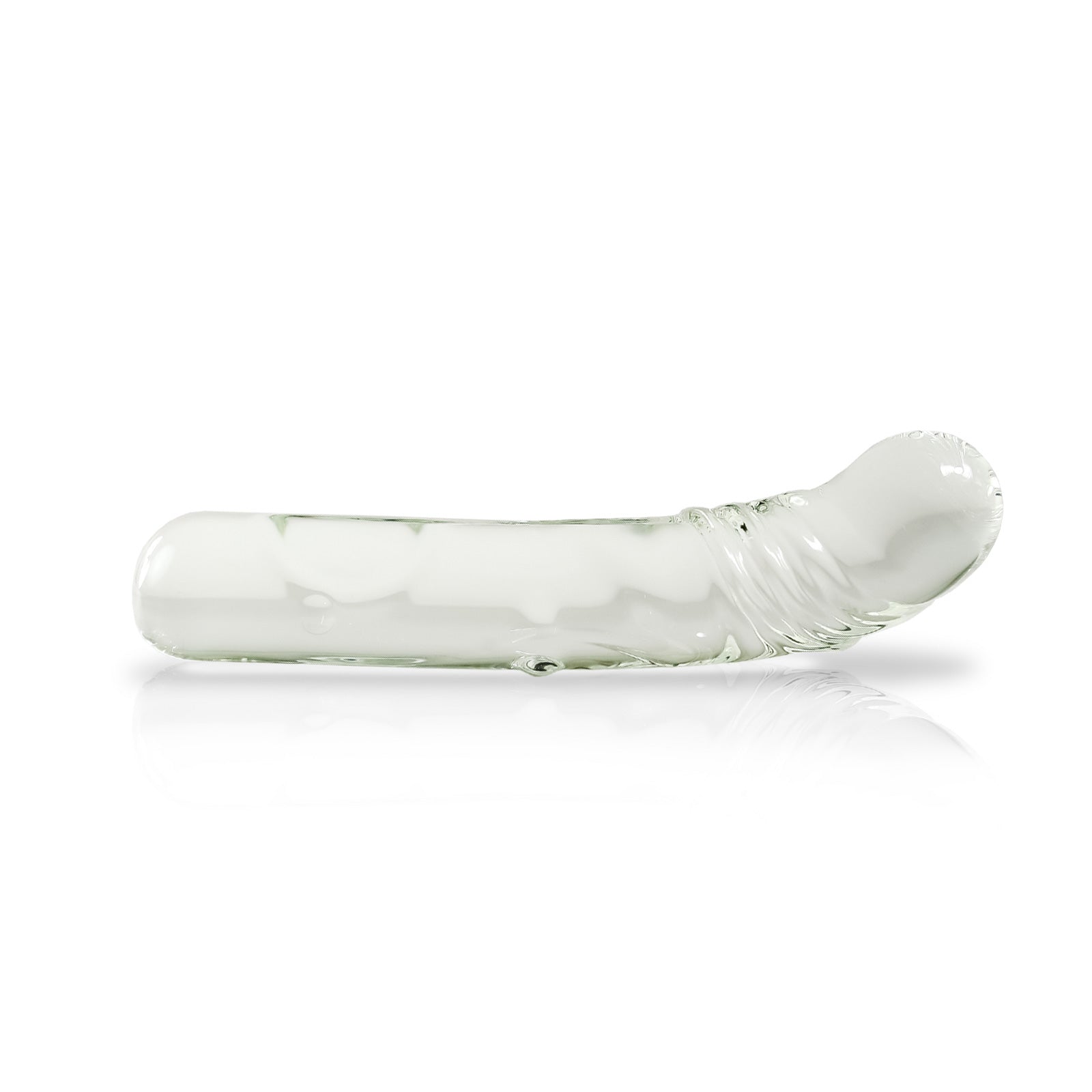 Glass Clear Dildo Bulb Head Straight Shaft with Dots Bulb Base