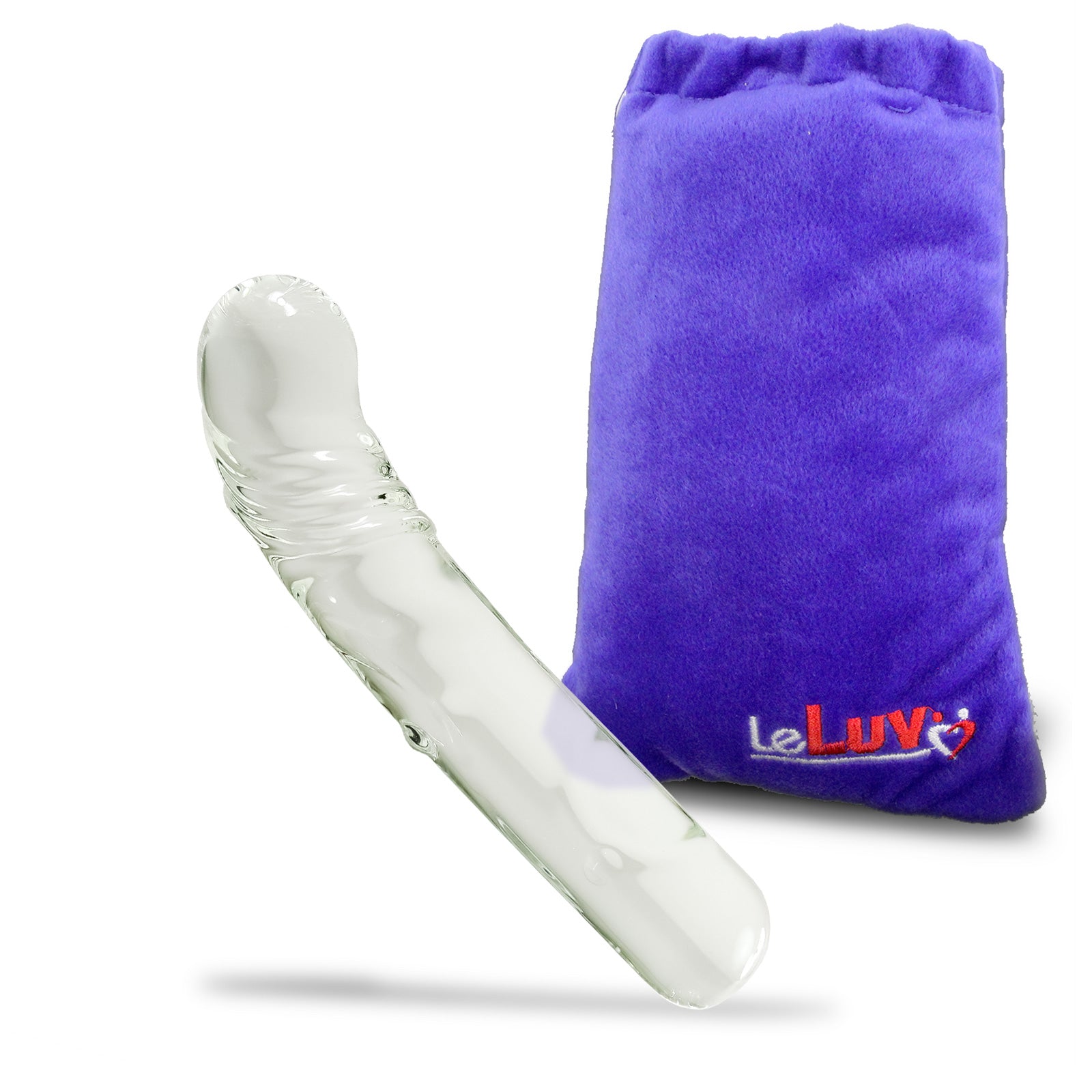 Glass Clear Dildo Bulb Head Straight Shaft with Dots Bulb Base