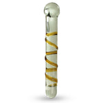 LeLuv Glass Dildo Clear Large Straight Shaft with Swirls and Round Handle