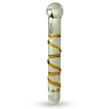 Glass Dildo Clear Large Straight Shaft with Swirls and Round Handle