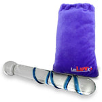 LeLuv Glass Dildo Clear Large Straight Shaft with Swirls and Round Handle