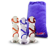 Glass Dildo with Vein-Textured Short Shaft and Flat Base