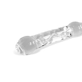 Glass Dildo Curved & Textured Shaft with Pointed Tip & Bead Handle