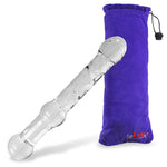 Glass Dildo Curved & Textured Shaft with Pointed Tip & Bead Handle