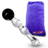 LeLuv Dotted Tip 3 Beads Straight Shaft with Large Round Cobalt Handle Dildo