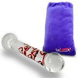 Glass Dildo Heart Detailed Shaft and Bulb Head - Flat Base
