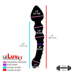 LeLuv Glass Didlo Wand with Pointed Large Tip, Two Bulbs, Curved Shaft and Nubby Spine