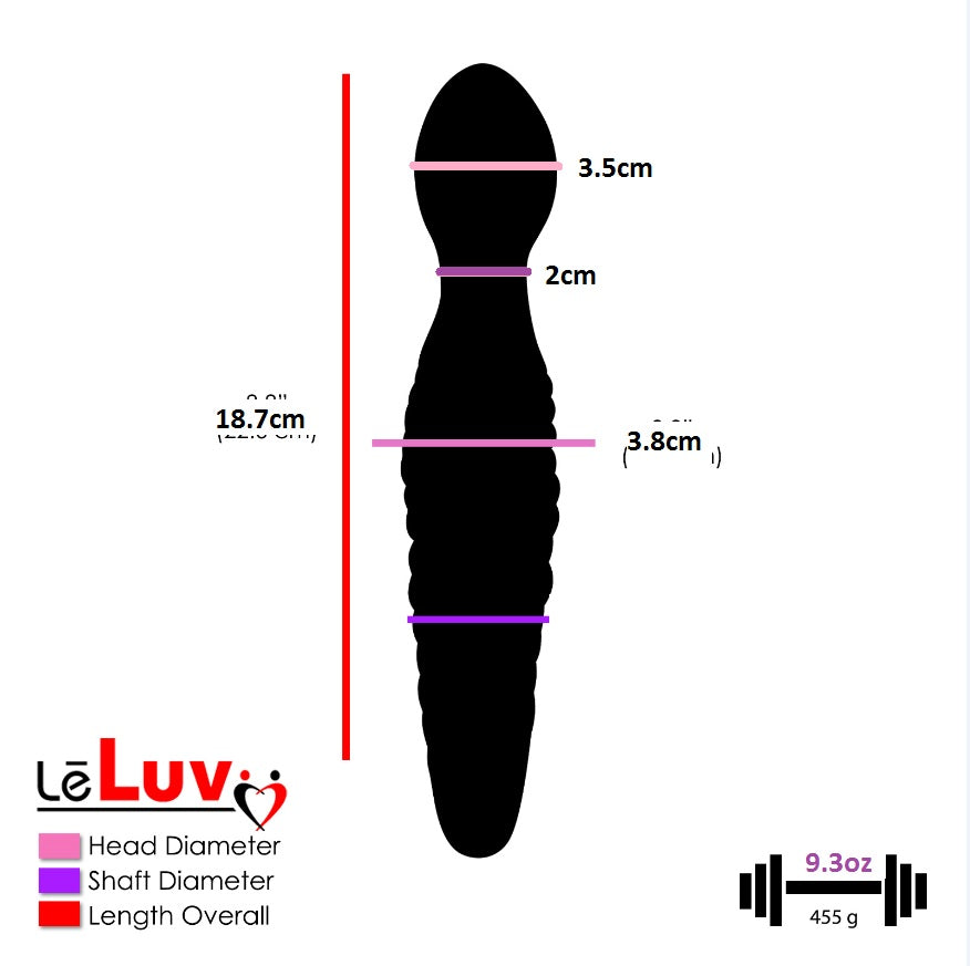 LeLuv Glass Wand Dildo Multi-color Swirled Ribs and Bulb Head