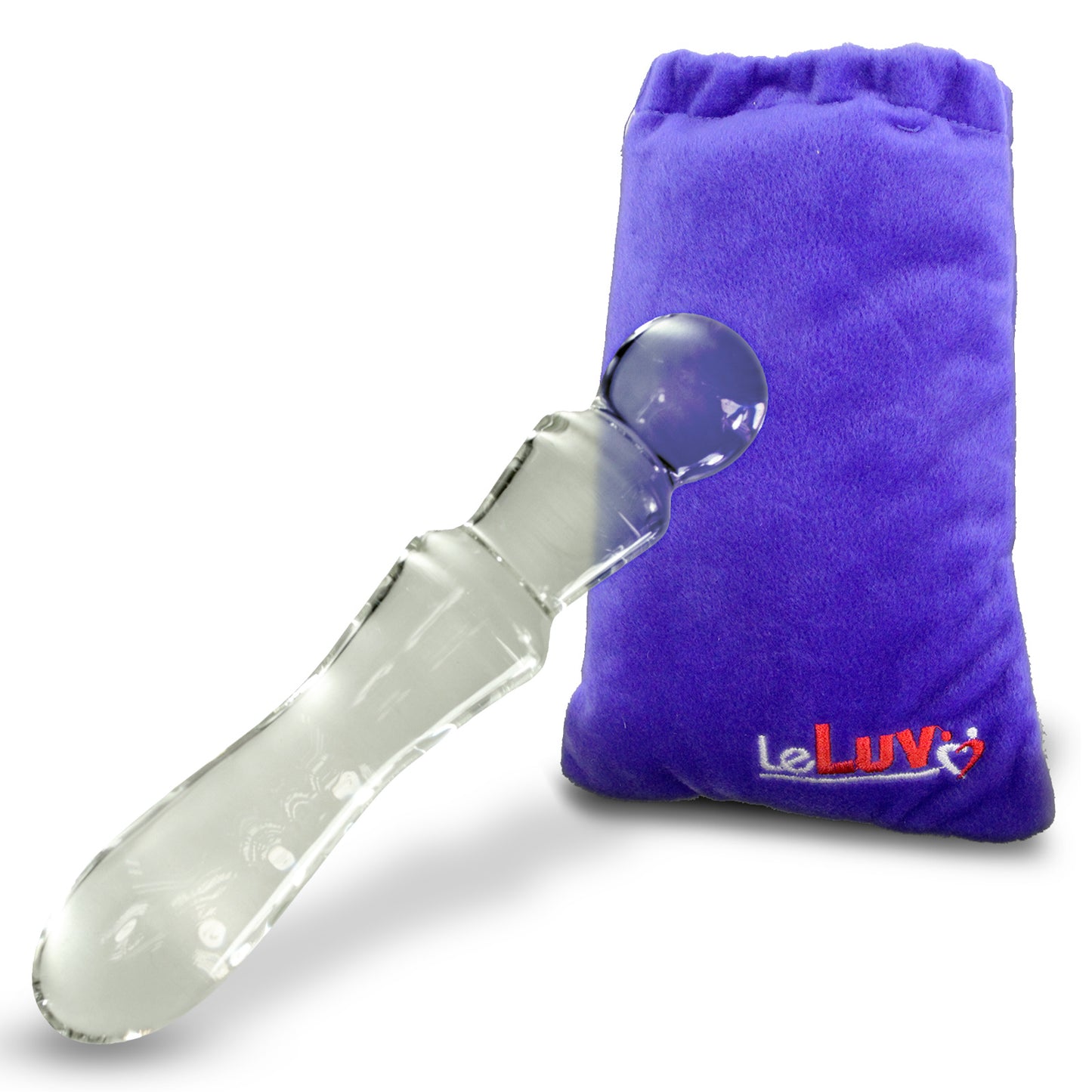 Glass Dildo with Ribbed Straight Shaft and Round Tip