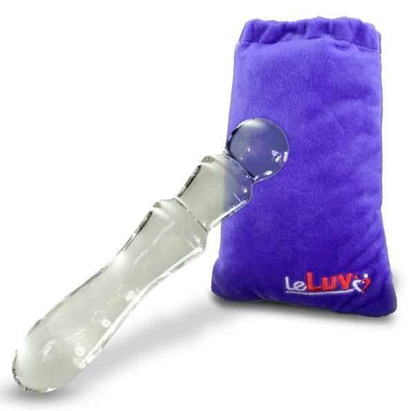 Glass Dildo with Ribbed Straight Shaft and Round Tip
