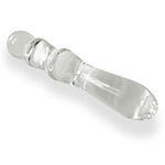 Glass Dildo with Ribbed Straight Shaft and Round Tip