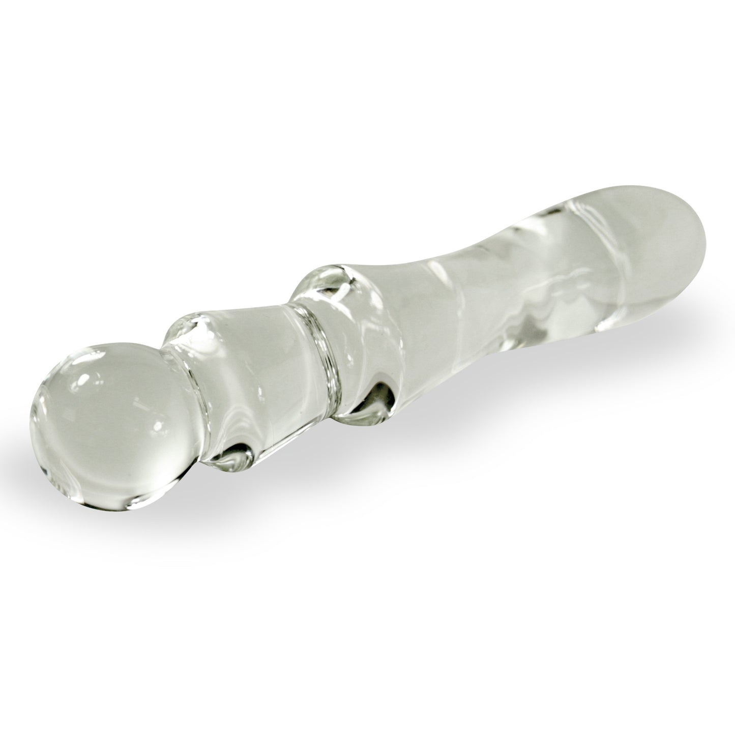 Glass Dildo with Ribbed Straight Shaft and Round Tip