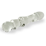 Glass Dildo with Ribbed Straight Shaft and Round Tip