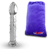 6 Inch Glass Dildo with Swirls Around Shaft in Premium Padded Pouch