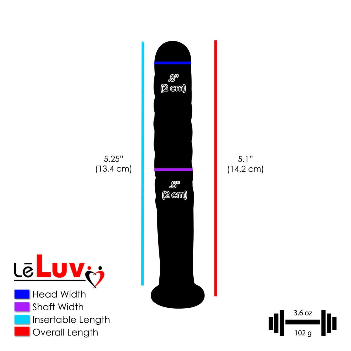 LeLuv Rounded Tip Blue Swirls Straight Shaft Flat Base Mini Dildo
