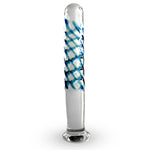 LeLuv Rounded Tip Blue Swirls Straight Shaft Flat Base Mini Dildo