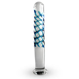 Rounded Tip Blue Swirls Straight Shaft Flat Base Mini Dildo