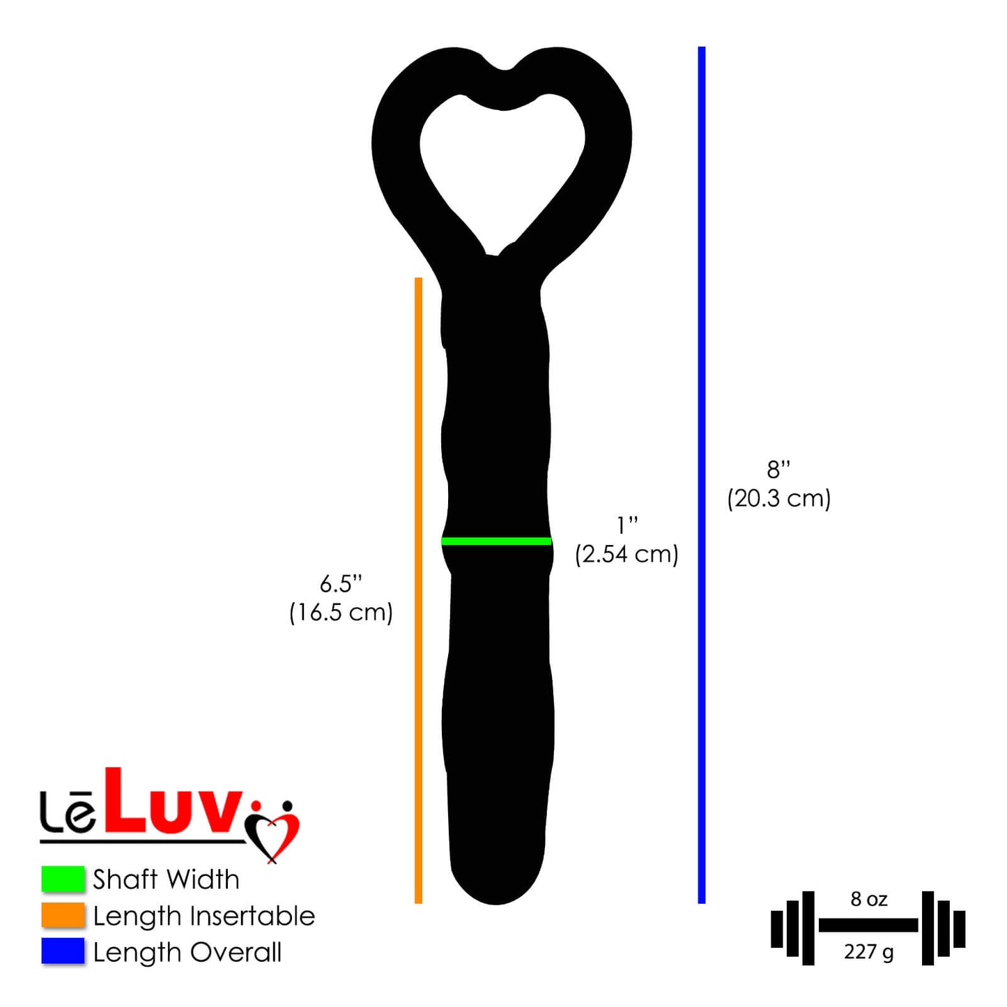 LeLuv Glass INNER LOVE Textured Heart Shaped Handle Dildo
