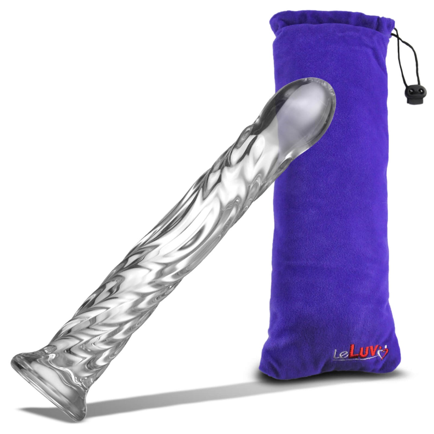 LeLuv Glass Hypnotic Twist Deluxe Curved G-Spot Wand Dildo