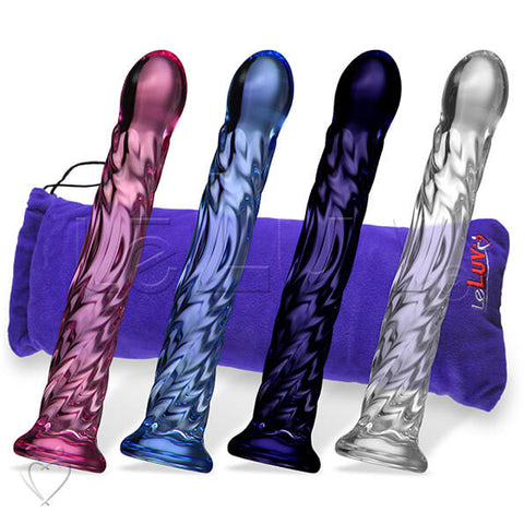 LeLuv Glass Hypnotic Twist Deluxe Curved G-Spot Wand Dildo