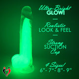 Glow In The Dark Dildo | Realistic Texture with Suction Cup | Choose Length