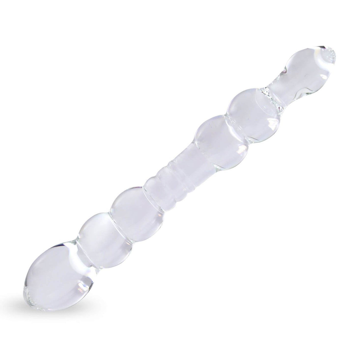 LeLuv Dildo 8.5 inch Double-Ended Glass Wand Bundle with Premium Padded Pouch