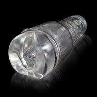 Male Masturbator Handheld Realistic Textured Inside in Totally Clear