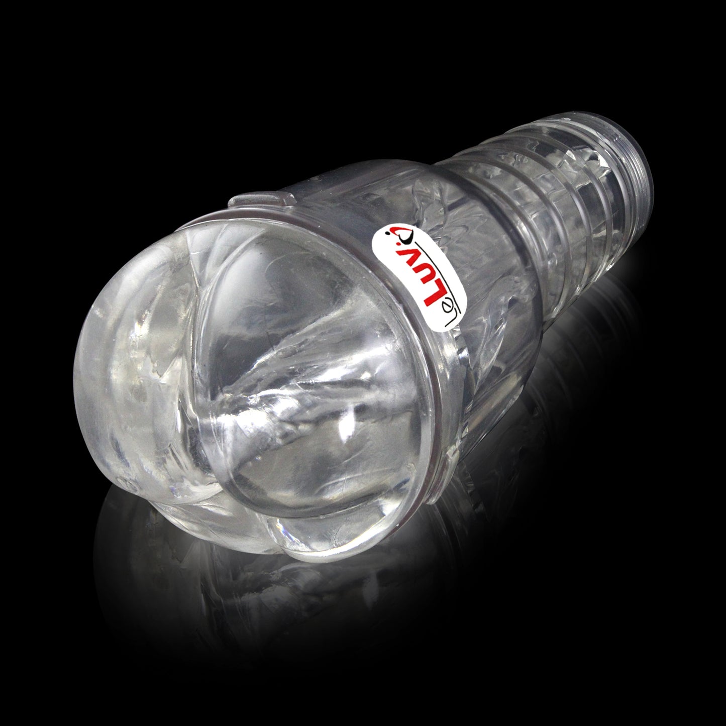 Male Masturbator Handheld Realistic Textured Inside in Totally Clear