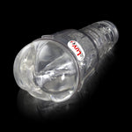 Male Masturbator Handheld Realistic Textured Inside in Totally Clear
