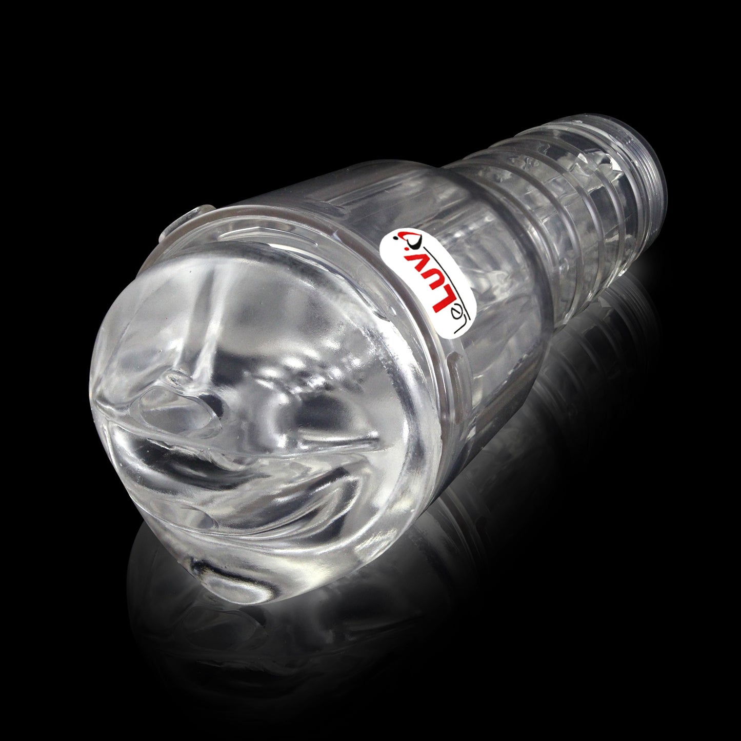Male Masturbator Handheld Realistic Textured Inside in Totally Clear
