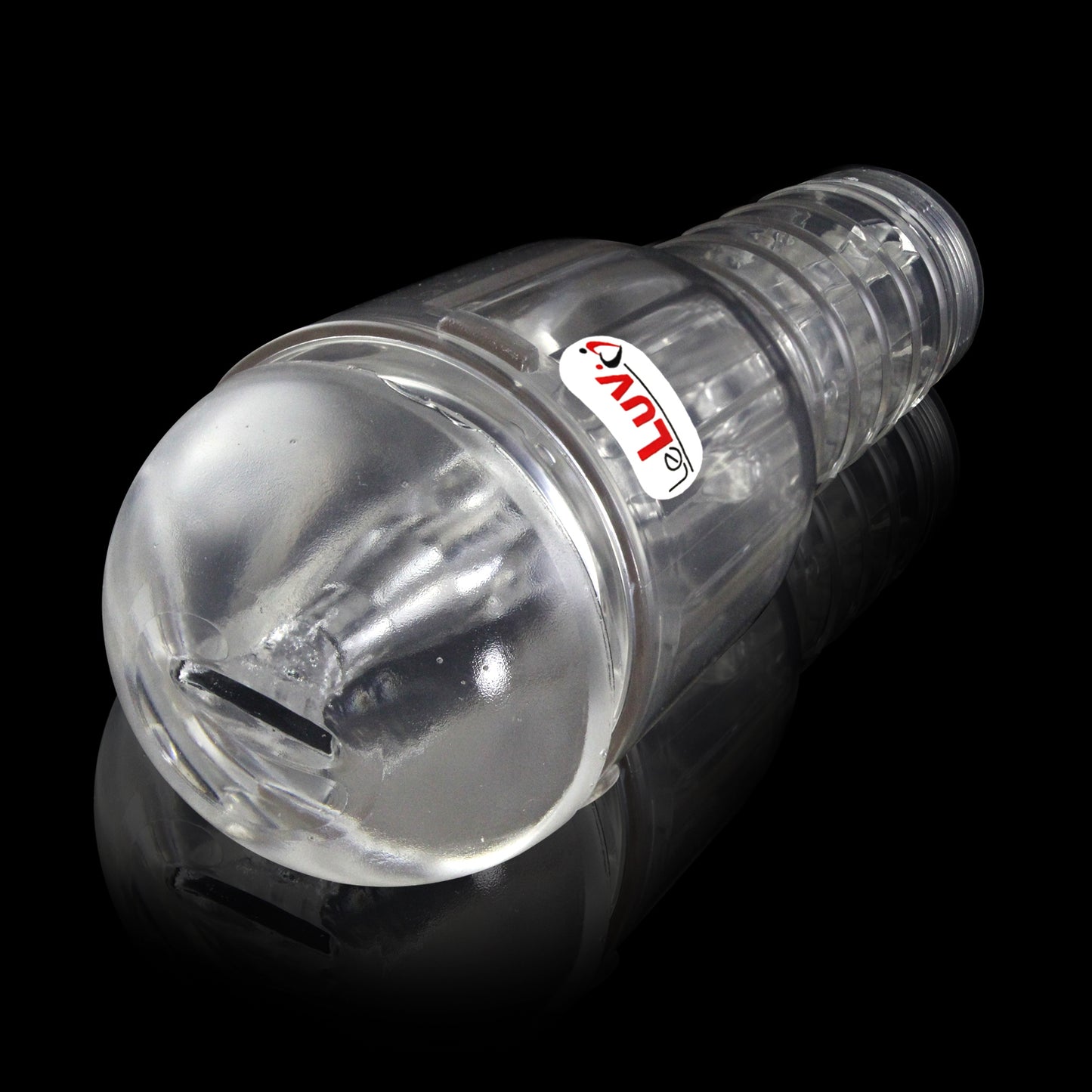 Male Masturbator Handheld Realistic Textured Inside in Totally Clear