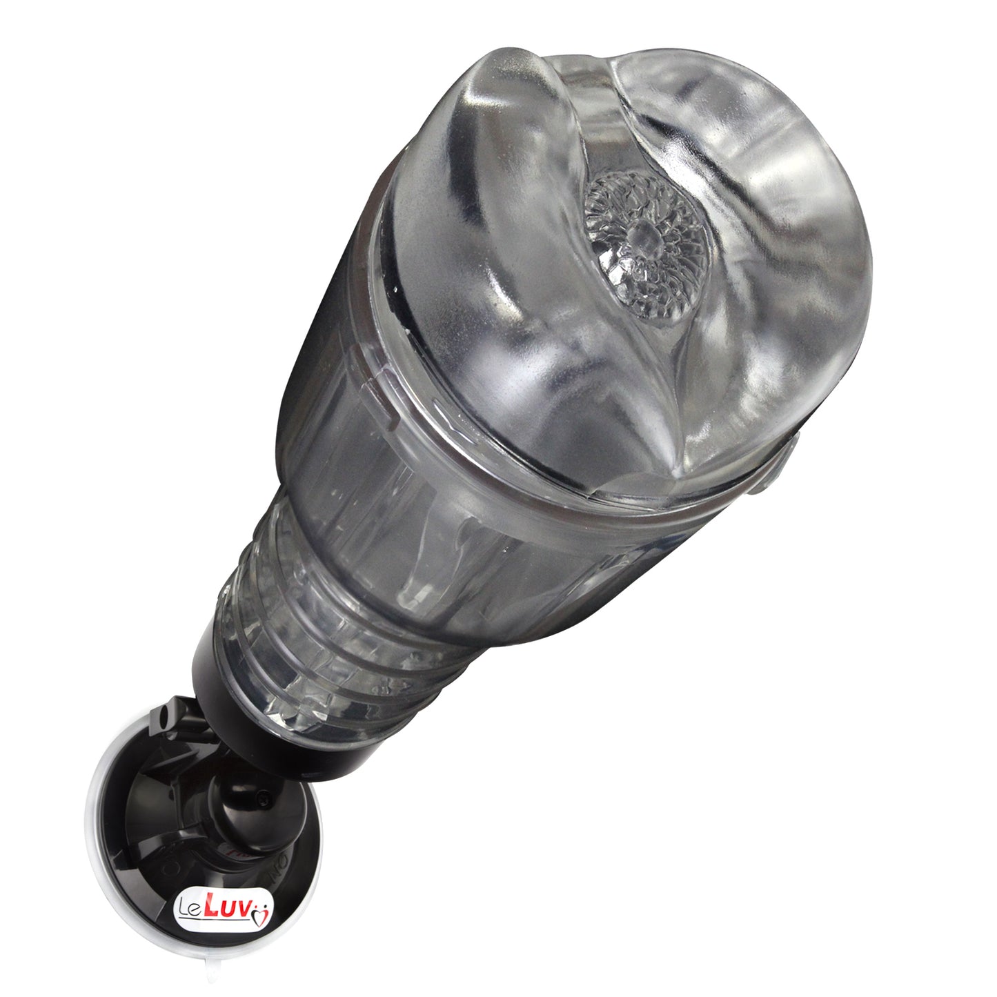 Male Masturbator Handheld Realistic Textured Inside in Totally Clear