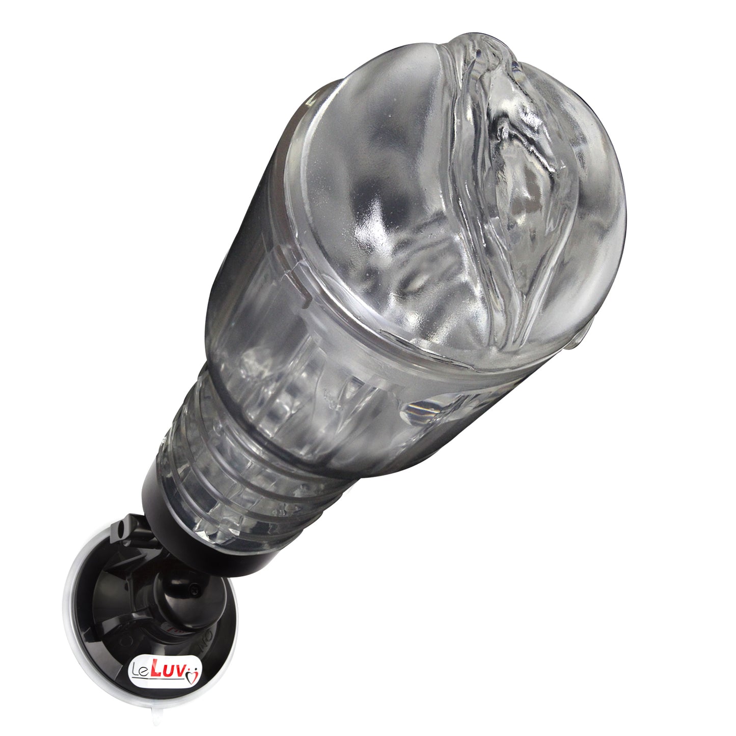 Male Masturbator Handheld Realistic Textured Inside in Totally Clear